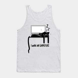 A Sleeping Cat on The Computer Tank Top